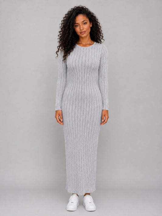 Ribbed Long Sleeve Maxi Dress