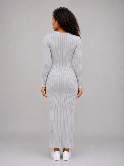 Ribbed Long Sleeve Maxi Dress