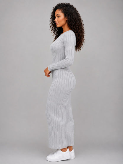Ribbed Long Sleeve Maxi Dress