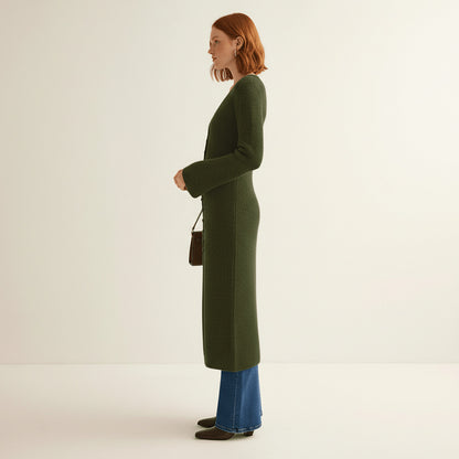 Ribbed Longline V-Neck Cardigan