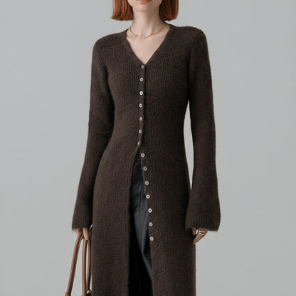 Ribbed Longline V-Neck Cardigan