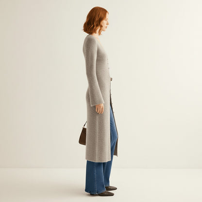Ribbed Longline V-Neck Cardigan