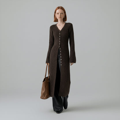 Ribbed Longline V-Neck Cardigan