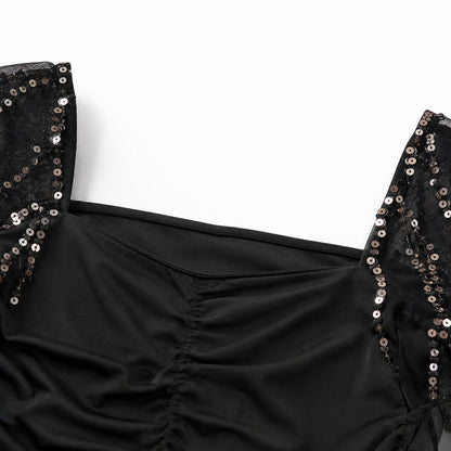 Ruched Sequin Inset Maxi Dress