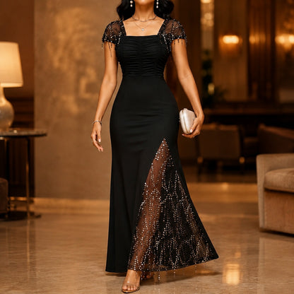 Ruched Sequin Inset Maxi Dress