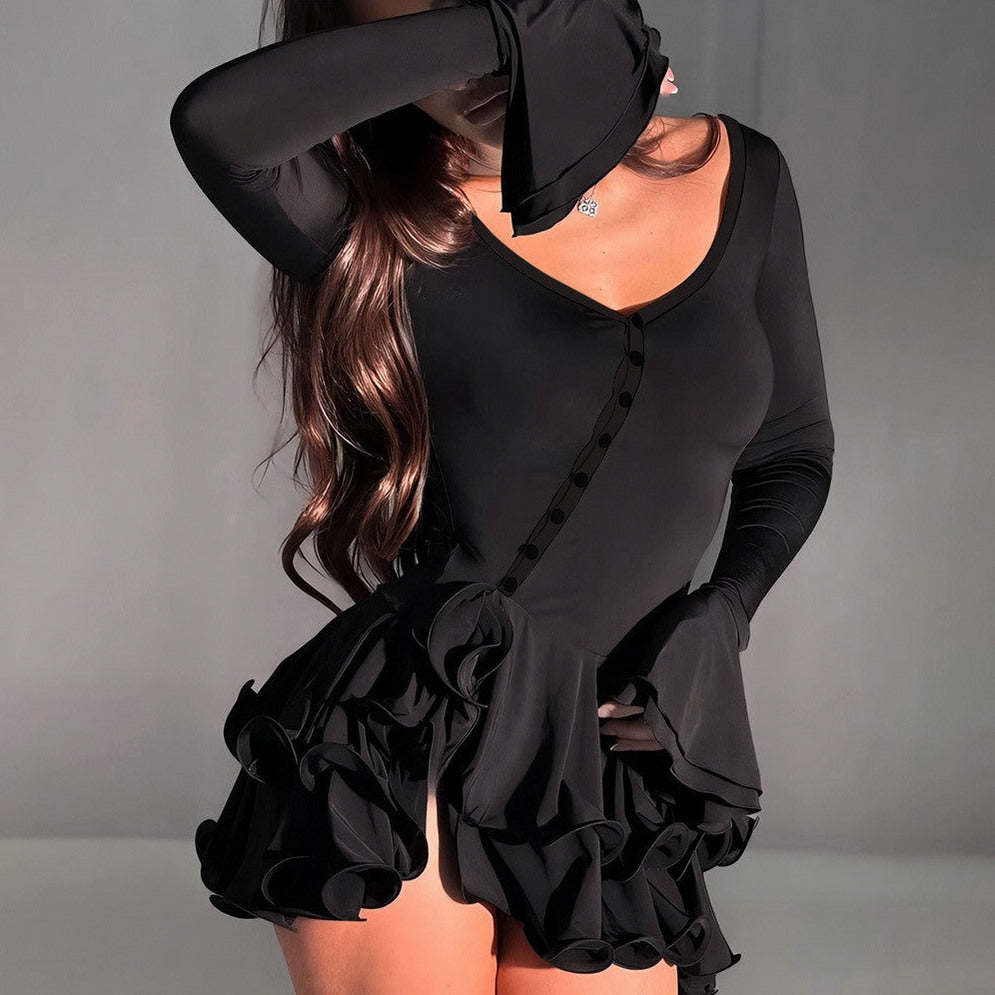 Ruffle Long Sleeve Mini Dress