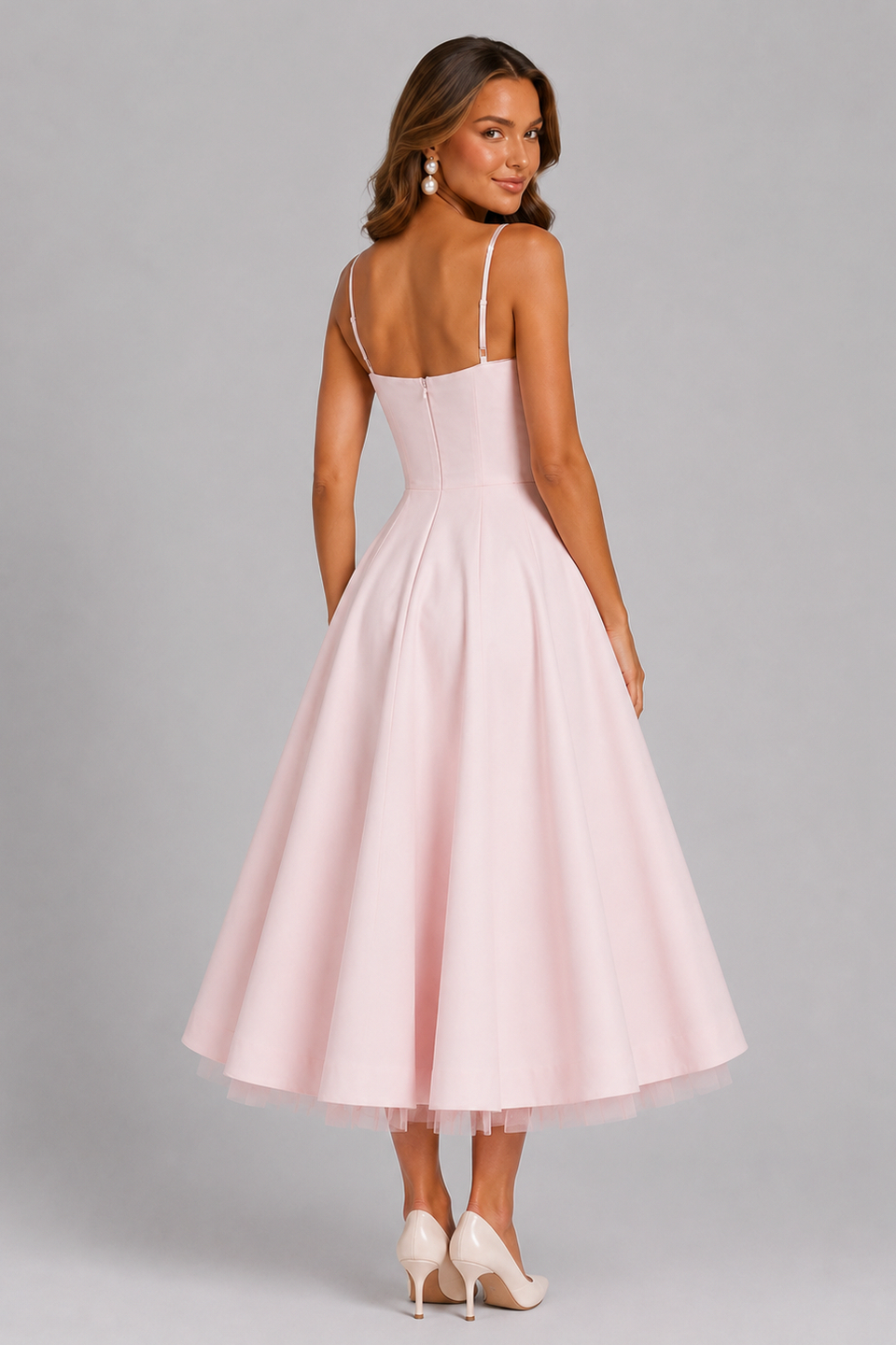 Satin Corset Sweetheart Midi Dress