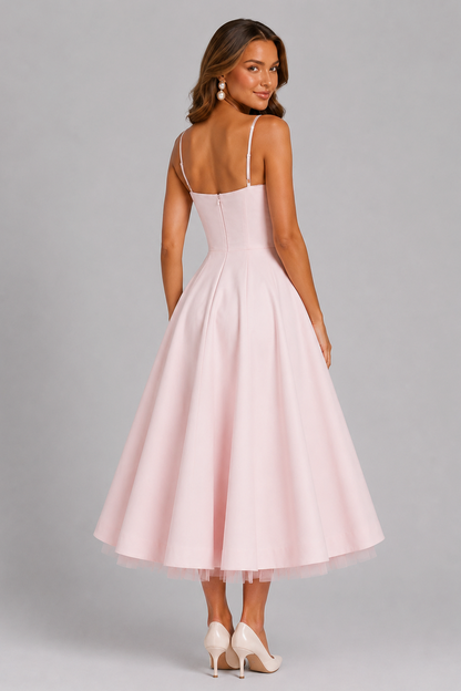 Satin Corset Sweetheart Midi Dress