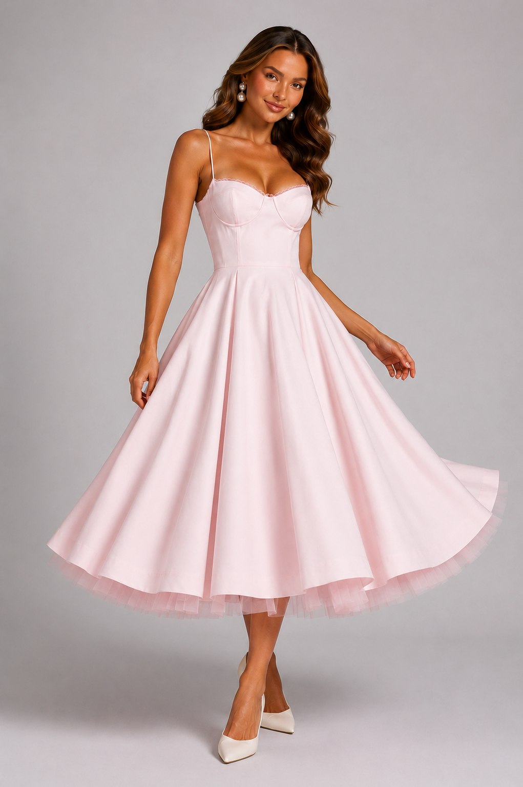 Satin Corset Sweetheart Midi Dress