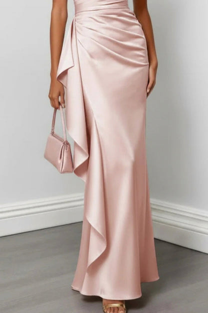 Satin One Shoulder Maxi Dress