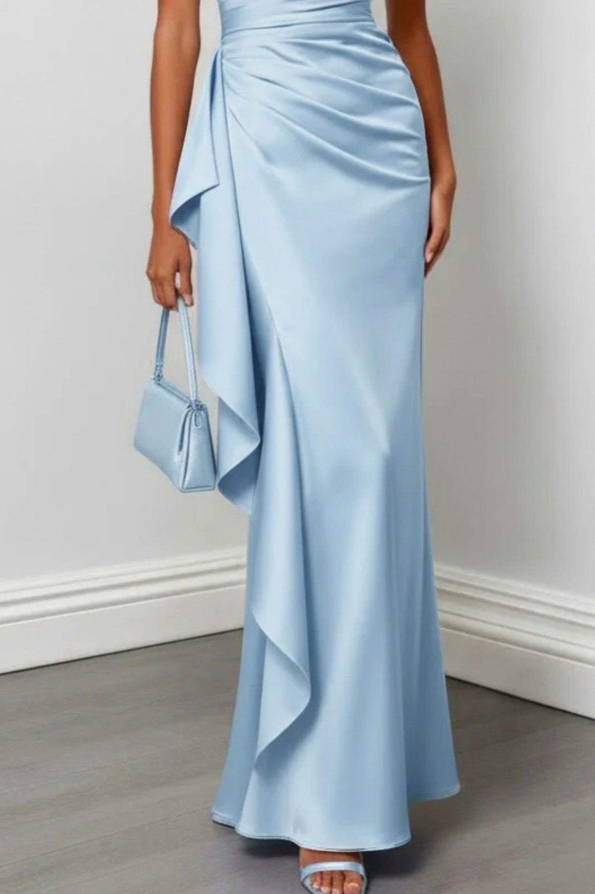 Satin One Shoulder Maxi Dress