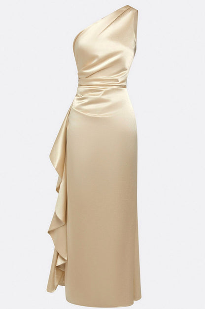 Satin One Shoulder Maxi Dress