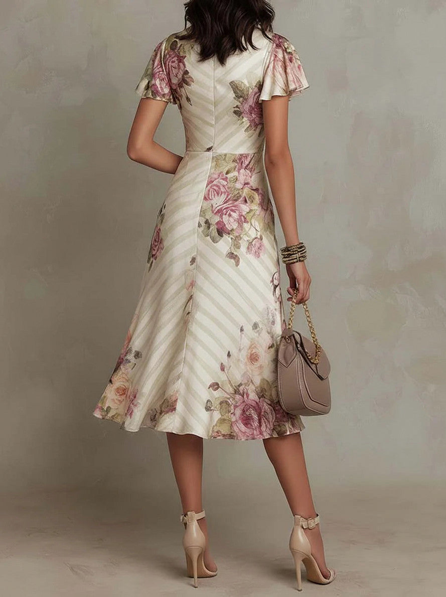 Satin Ruched Wrap Midi Dress