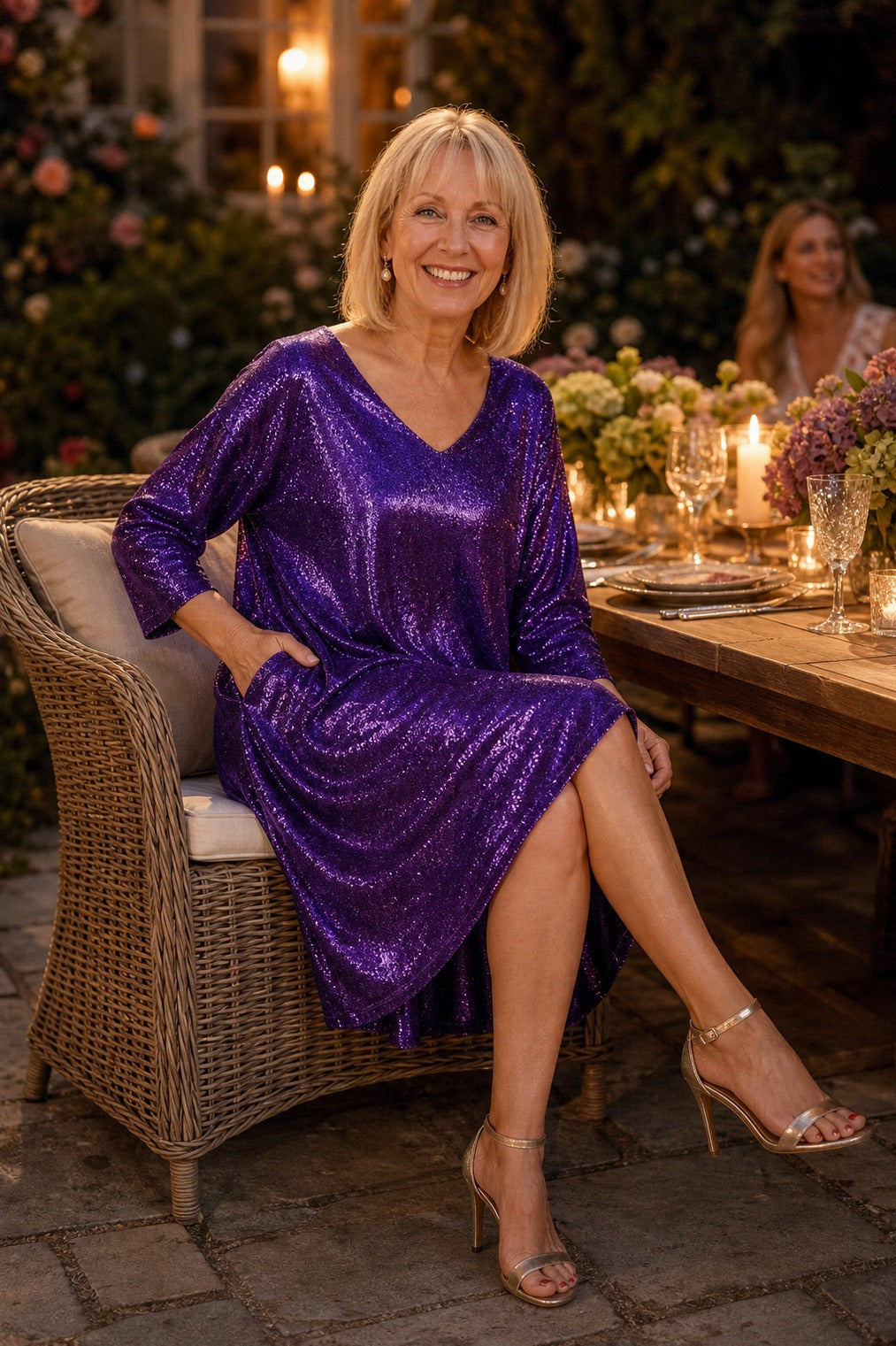 Sequin A-Line Midi Dress