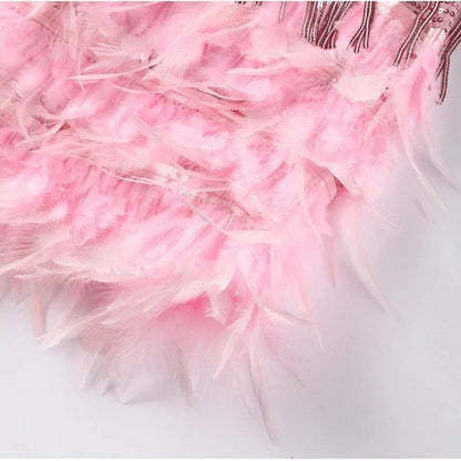 Sequin Fringe Feather Mini Dress