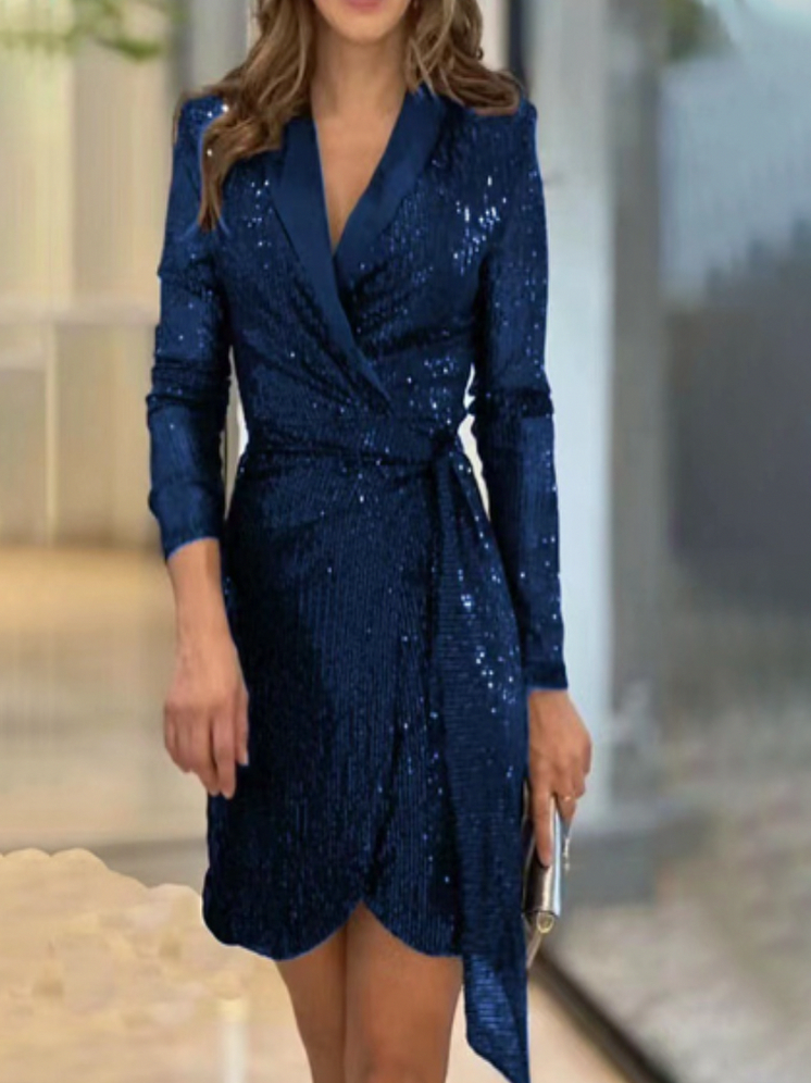 Sequin Long Sleeve Mini Dress
