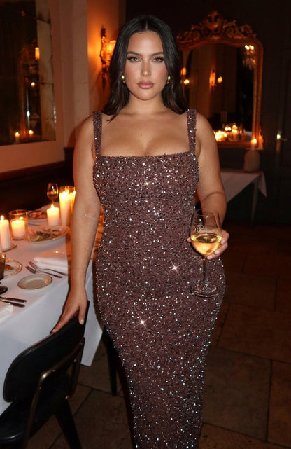 Sequin Square Neck Maxi Dress