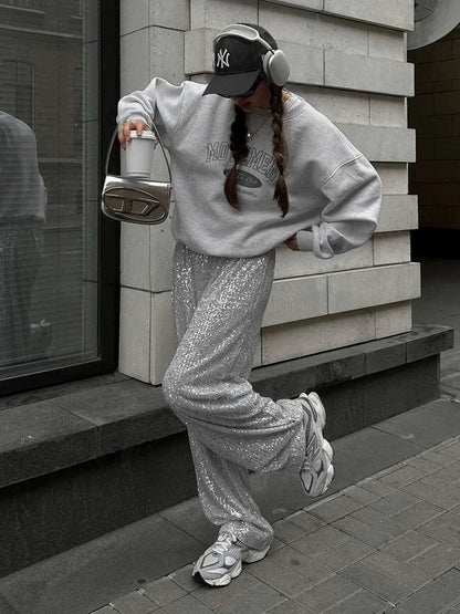 Sequin Wide Leg Pants