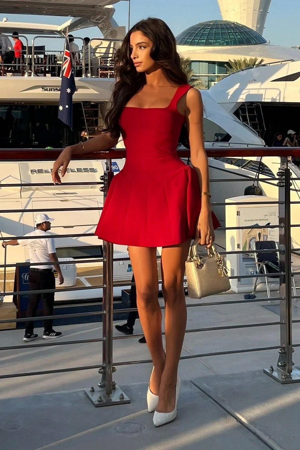 Square Neck Drop Waist Mini Dress