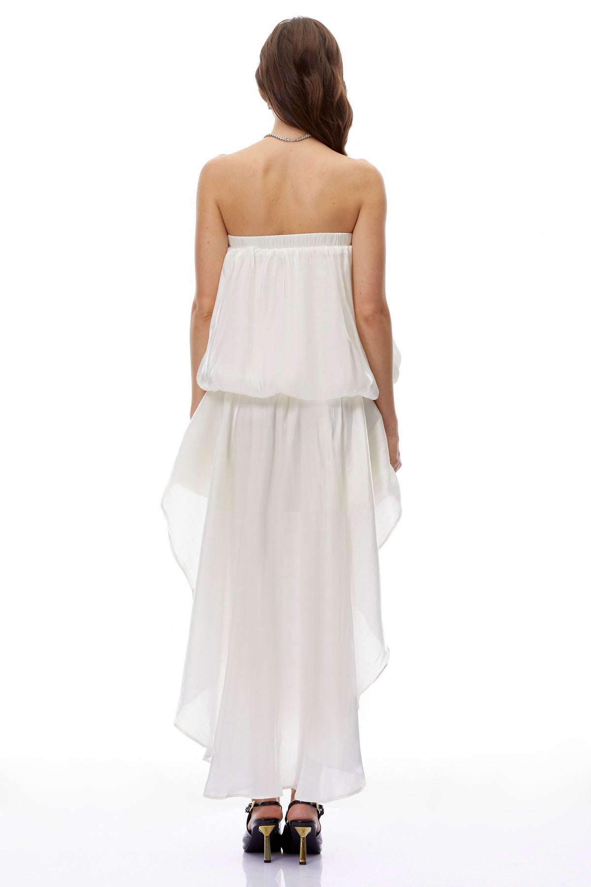 Strapless Bow High Low Mini Dress