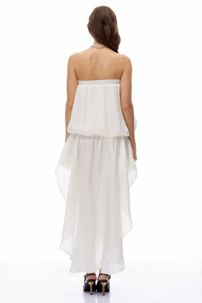 Strapless Bow High Low Mini Dress