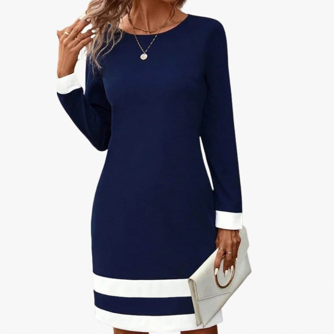 Striped Long Sleeve A-Line Mini Dress
