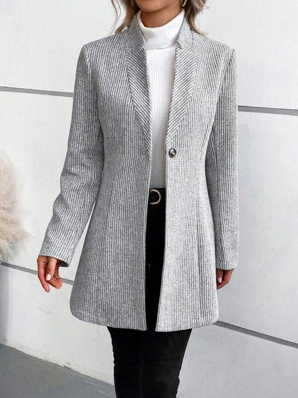 Striped Long Sleeve Button Front Blazer