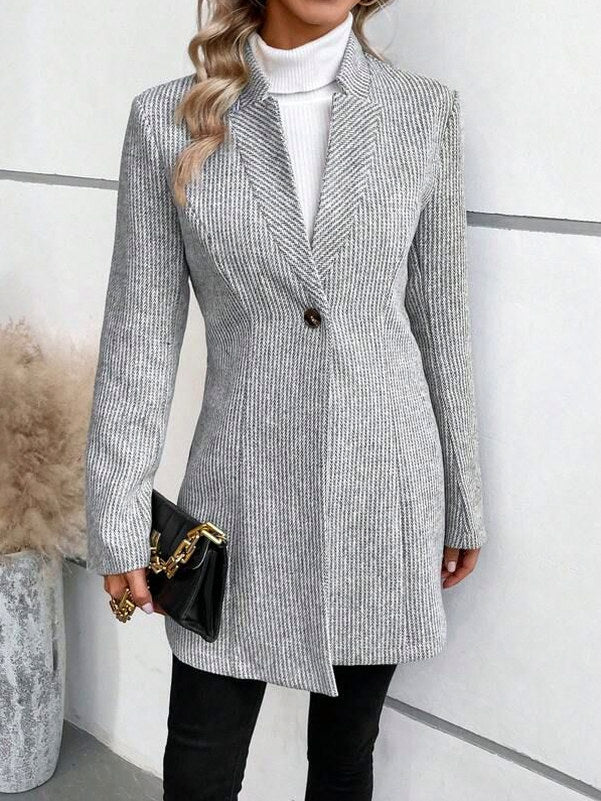 Striped Long Sleeve Button Front Blazer