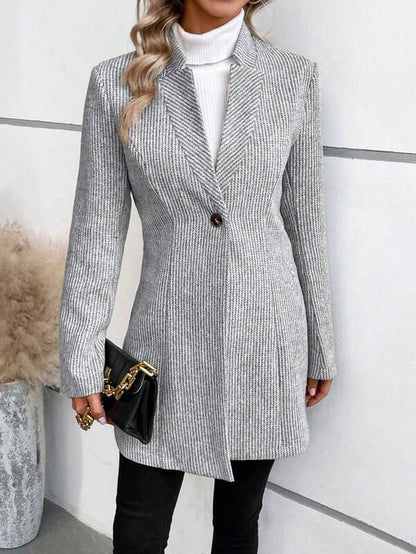 Striped Long Sleeve Button Front Blazer