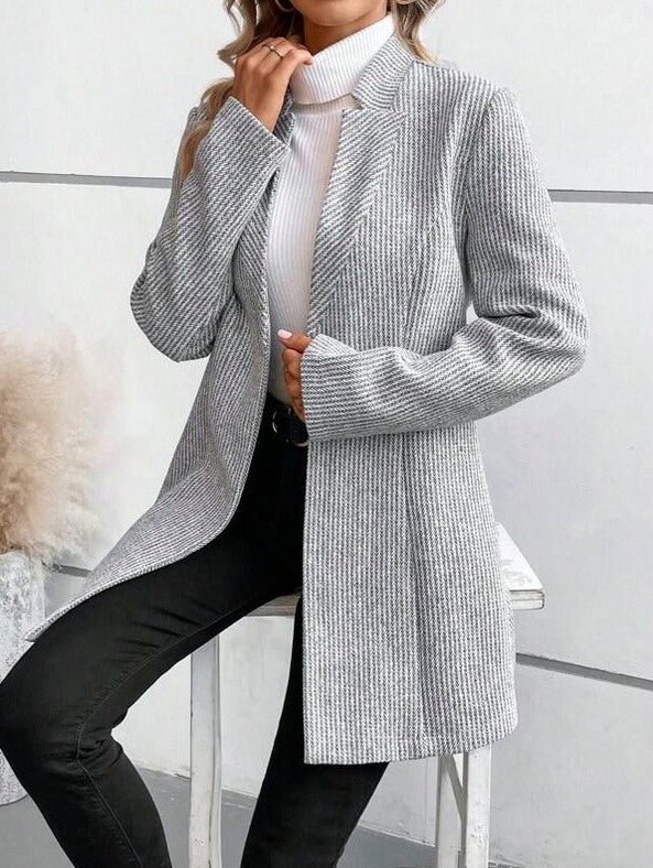 Striped Long Sleeve Button Front Blazer