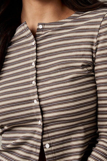 Striped Rib Knit Lounge Set