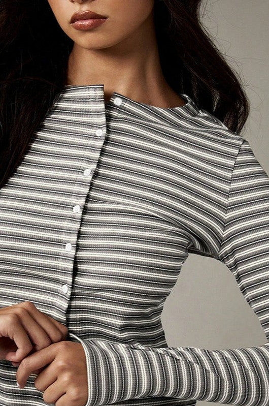 Striped Rib Knit Lounge Set