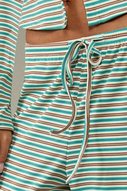 Striped Rib Knit Lounge Set