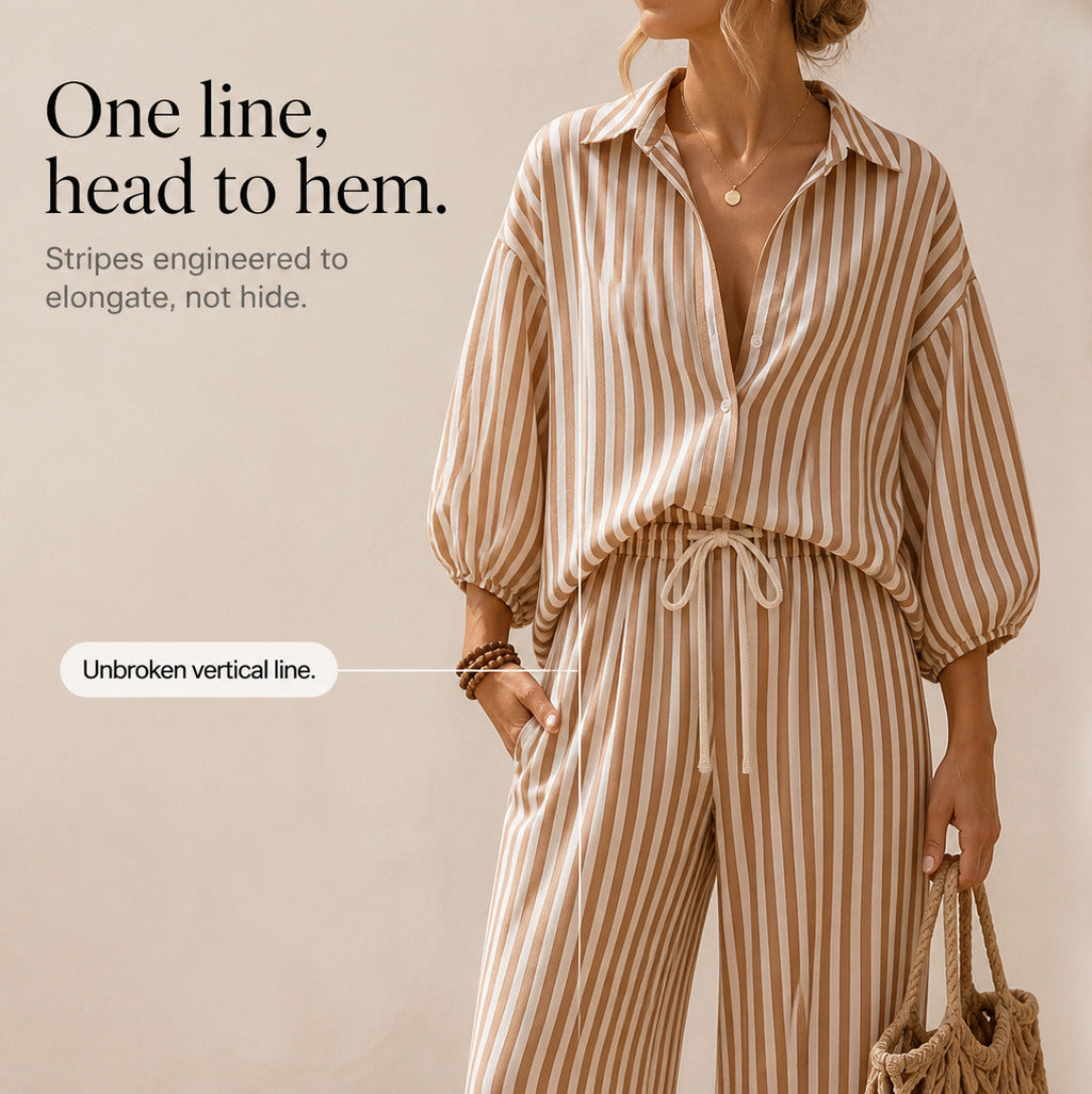Striped Wide Leg Pant Set