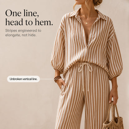 Striped Wide Leg Pant Set