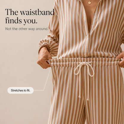 Striped Wide Leg Pant Set