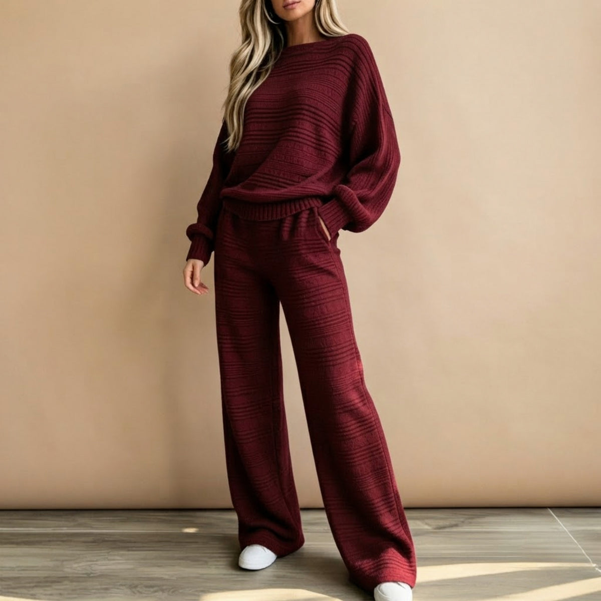 Textured Knit Wide Leg Set