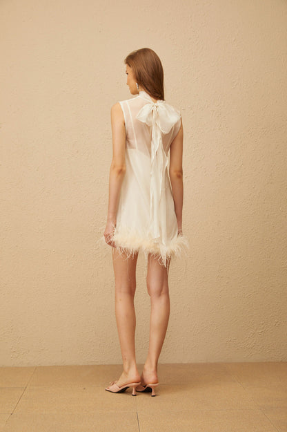 Tie Back Fringe Mini Dress