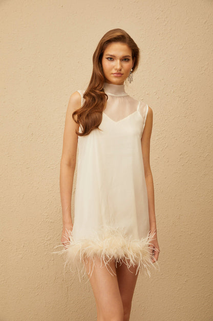 Tie Back Fringe Mini Dress