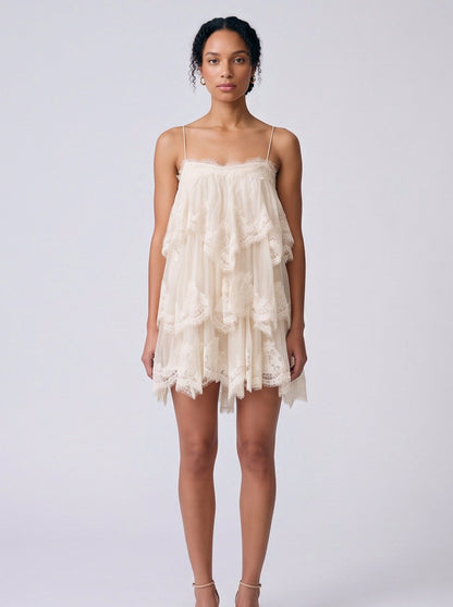 Tiered Lace Babydoll Mini Dress