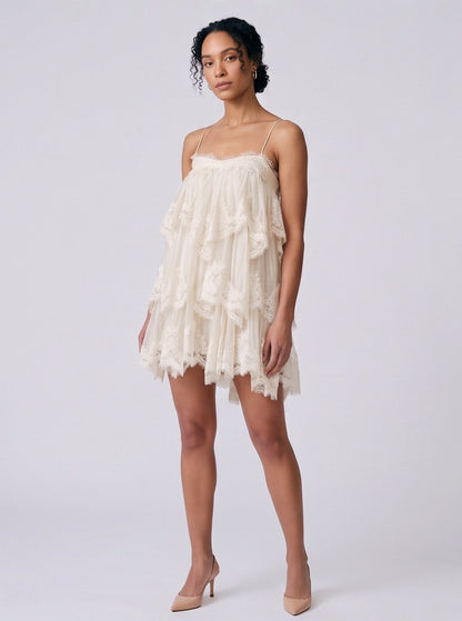 Tiered Lace Babydoll Mini Dress