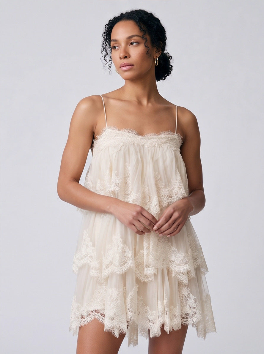 Tiered Lace Babydoll Mini Dress