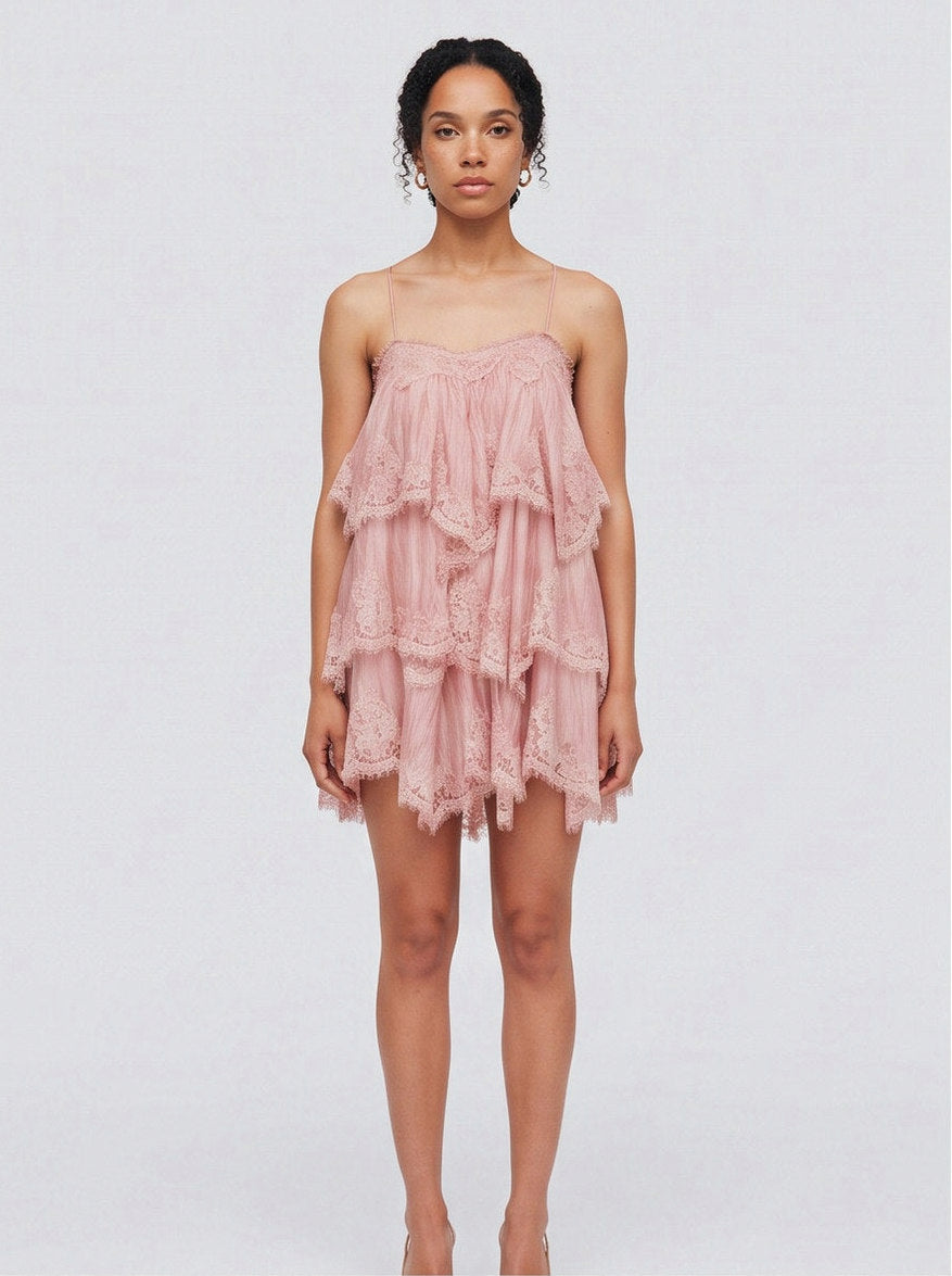 Tiered Lace Babydoll Mini Dress