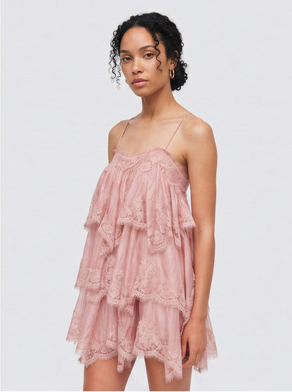 Tiered Lace Babydoll Mini Dress