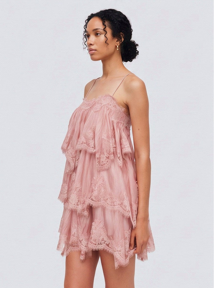 Tiered Lace Babydoll Mini Dress