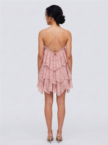 Tiered Lace Babydoll Mini Dress