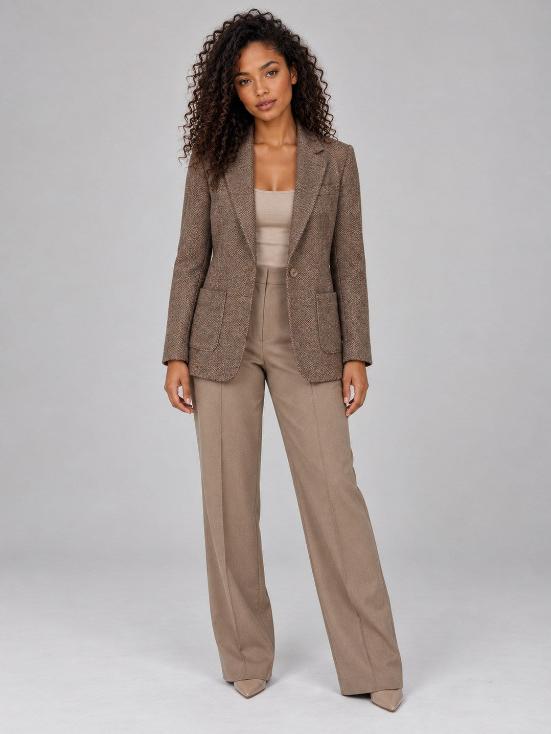 Tweed Notch Lapel Blazer