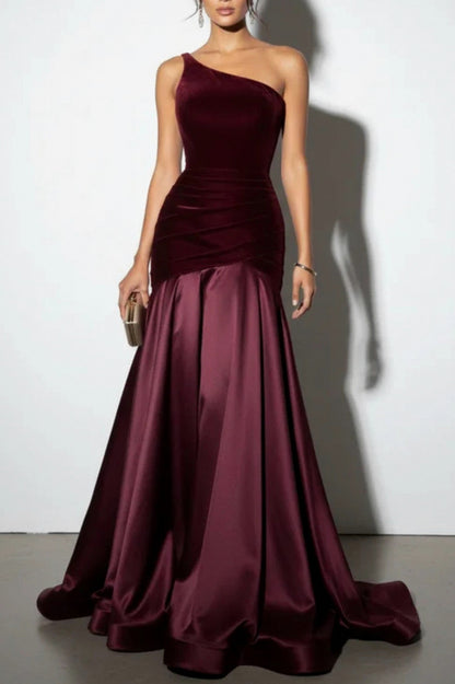 Velvet One Shoulder Maxi Dress