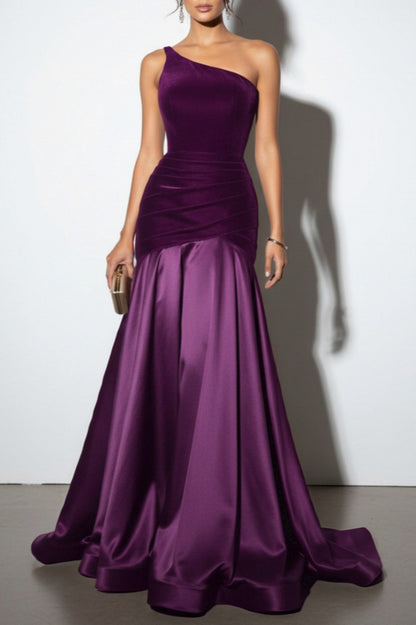 Velvet One Shoulder Maxi Dress