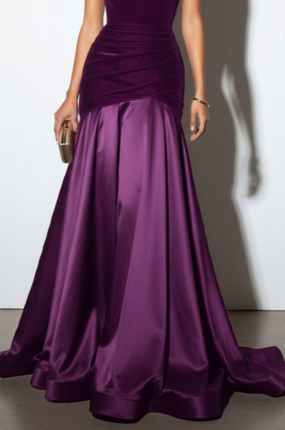 Velvet One Shoulder Maxi Dress